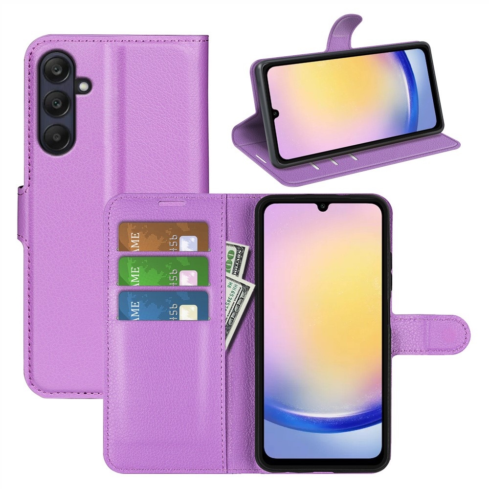 Litchi knížkové pouzdro na Samsung Galaxy A26 5G - fialové