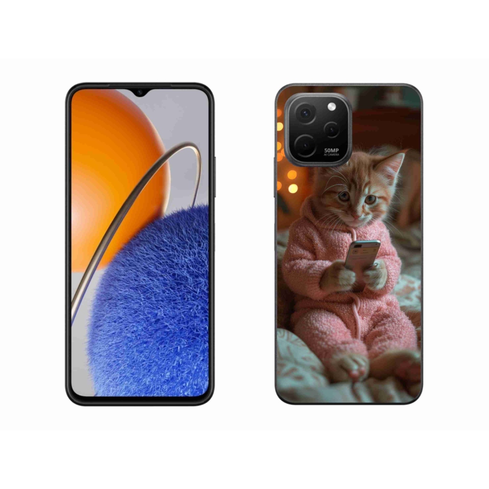 Gelový kryt mmCase na Huawei Nova Y61 - kotě s mobilem