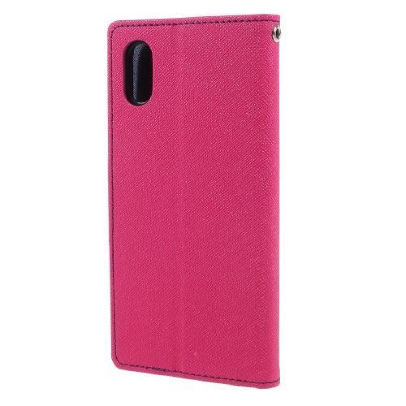 Fancy PU kožené knížkové pouzdro na iPhone X - rose