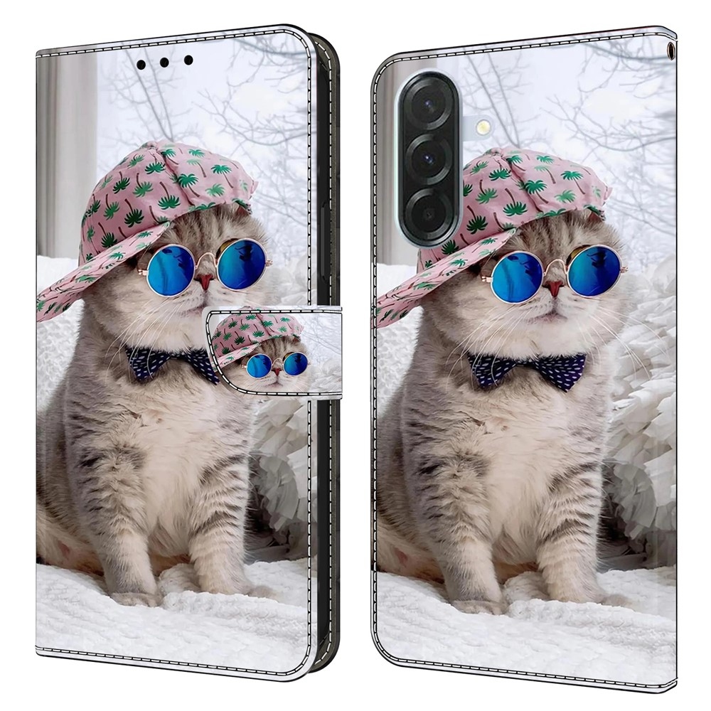 Fashion knížkové pouzdro na Samsung Galaxy A16 4G/5G - kočka v kšiltovce
