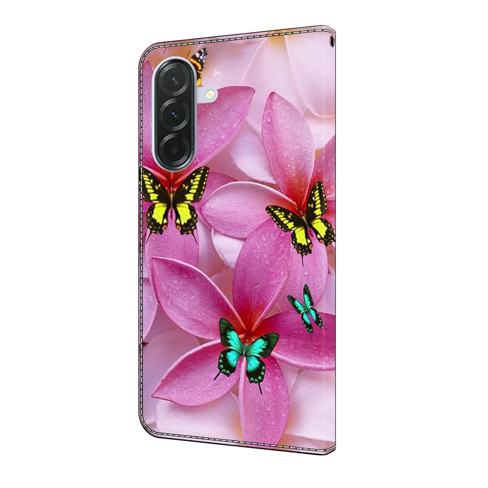 Fashion knížkové pouzdro na Samsung Galaxy A16 4G/5G - motýli a růžové květy