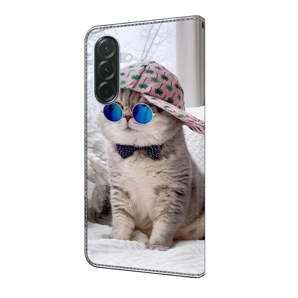 Fashion knížkové pouzdro na Samsung Galaxy A36 5G - kočka v kšiltovce