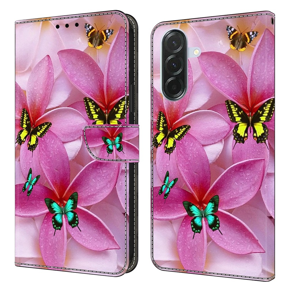 Fashion knížkové pouzdro na Samsung Galaxy A36 5G - motýli a růžové květy