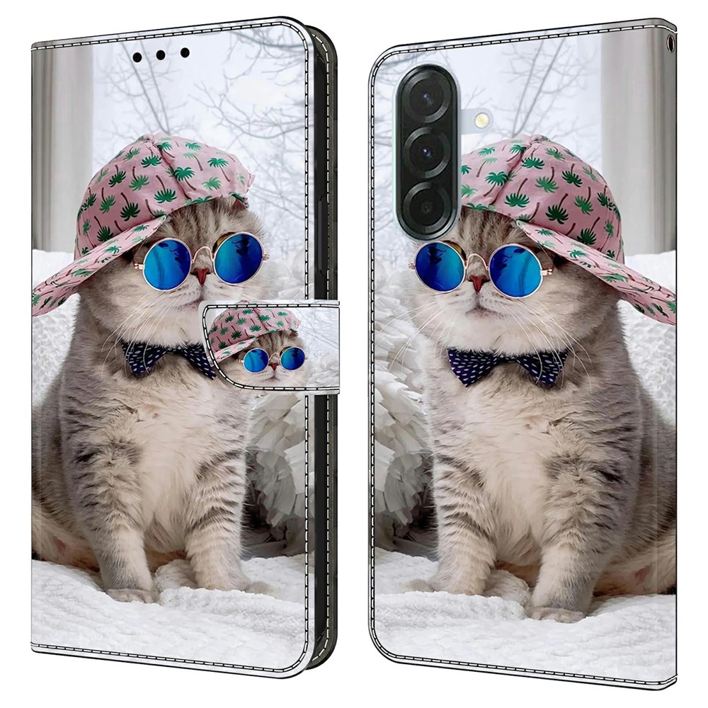 Fashion knížkové pouzdro na Samsung Galaxy A37 5G - kočka v kšiltovce