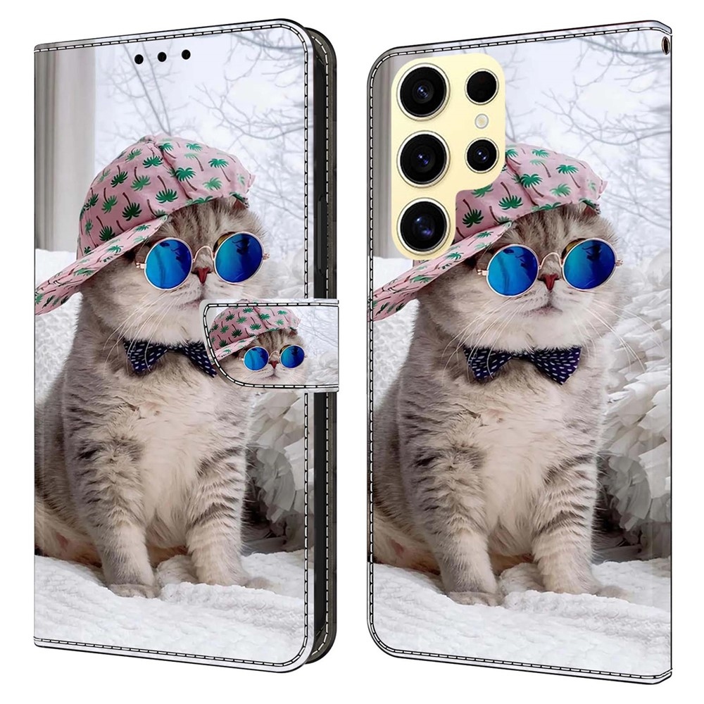 Fashion knížkové pouzdro na Samsung Galaxy S26 Ultra - kočka v kšiltovce