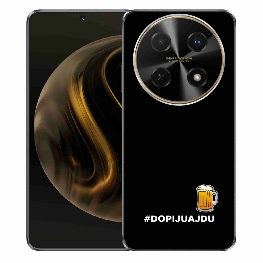 Gelový kryt mmCase na Huawei Nova 12i - pivní motiv 1 černé pozadí