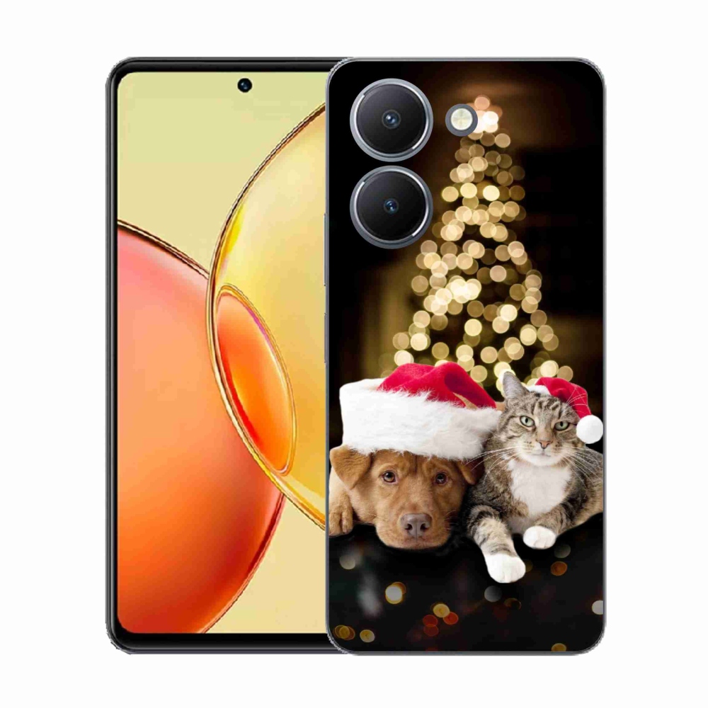Gelový kryt mmCase na Vivo Y36 - vánoční pes a kočka