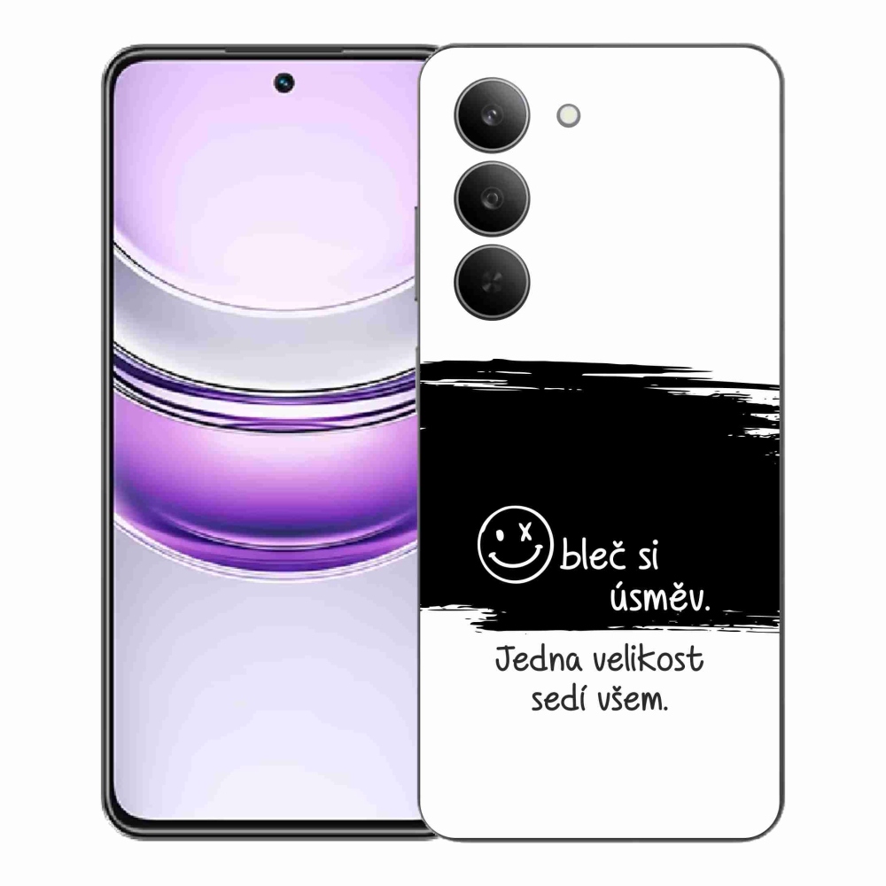 Gelový kryt mmCase na Realme 14x 5G - vtipný text 8 černobílé pozadí