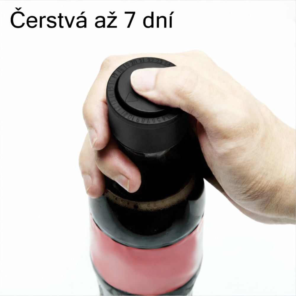 Uzávěr s pumpičkou na sycené nápoje - černý