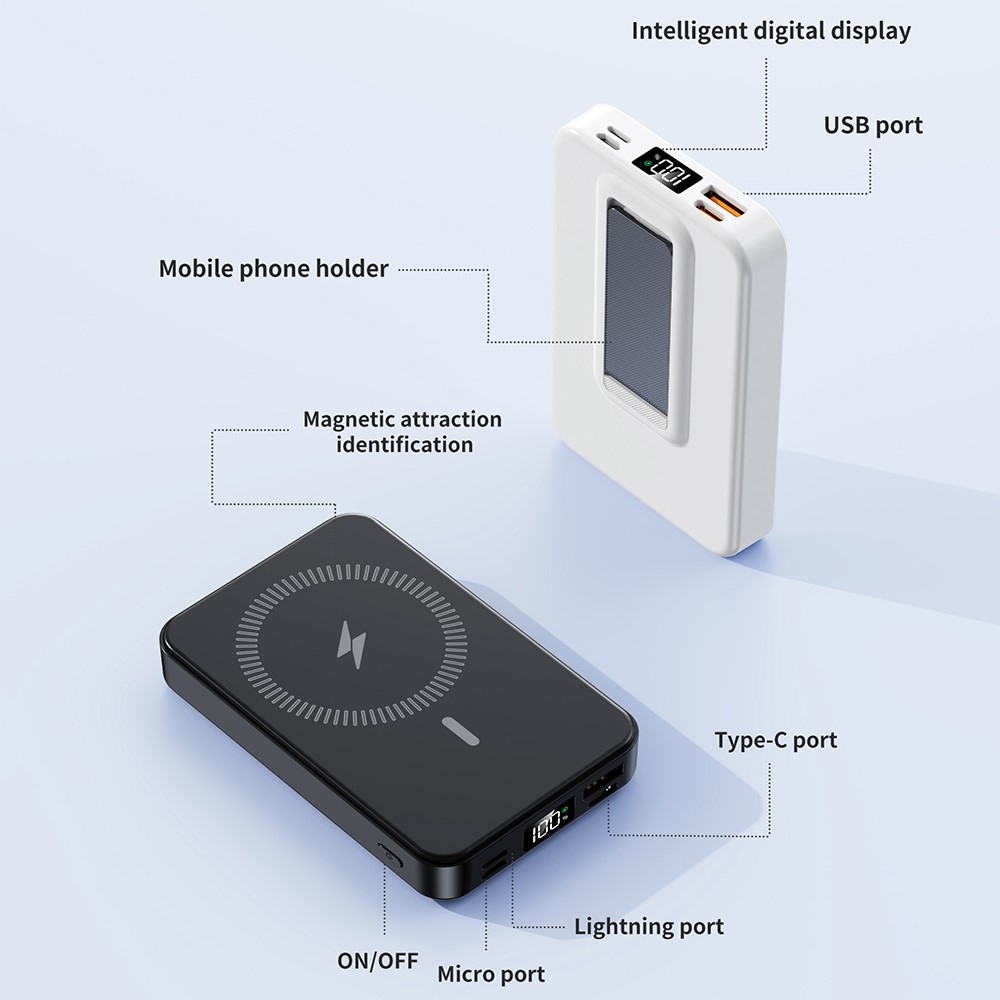 ZKD-03 magnetická powerbanka 10000 mAh 15W se stojánkem - černá