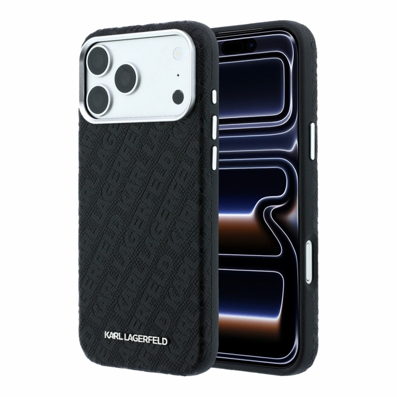 Karl Lagerfeld PU Grained Allover Semi Wrap Magsafe Zadní Kryt pro iPhone 18 Pro Black