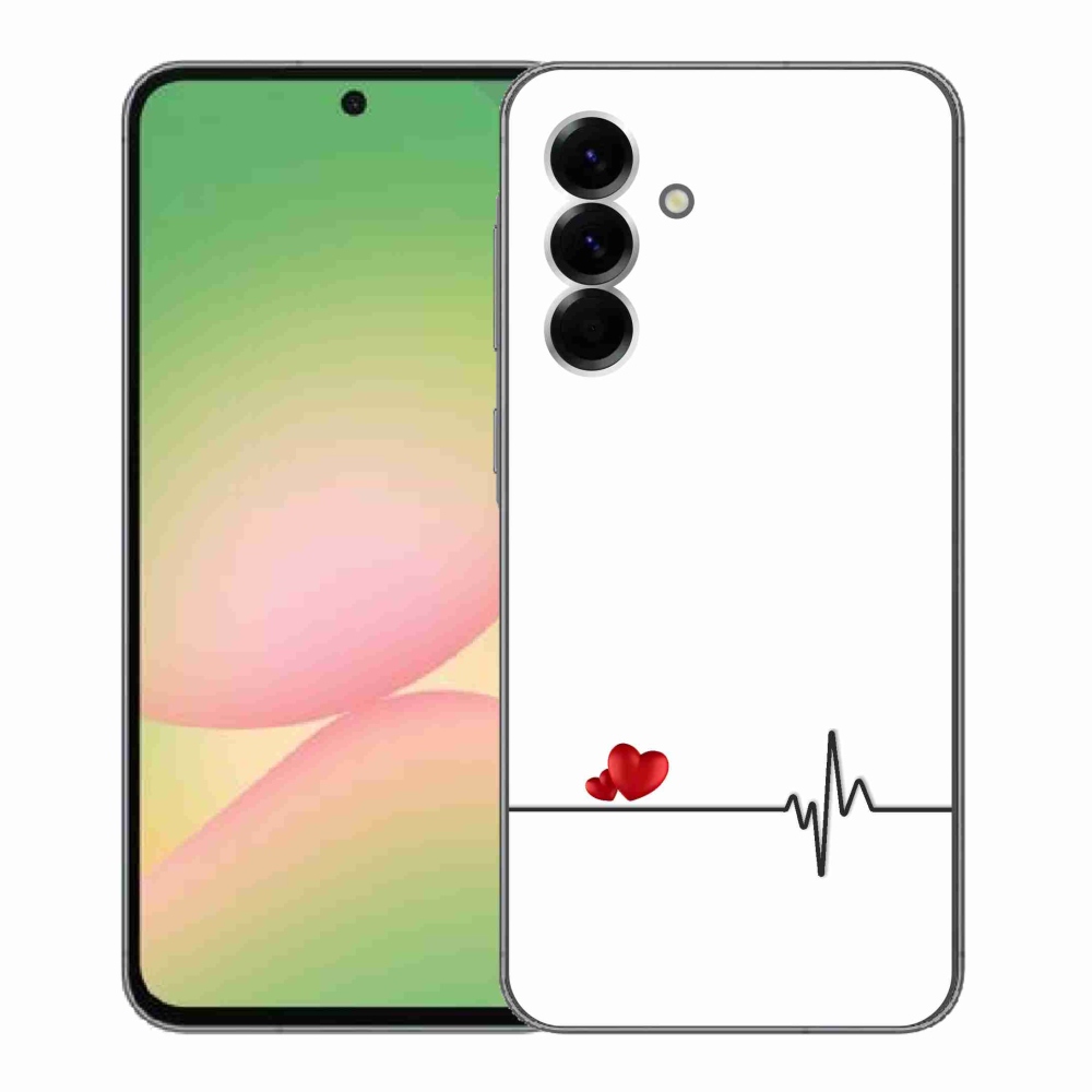 Gelový kryt mmCase na Samsung Galaxy A56 5G - srdce a tep bílé pozadí