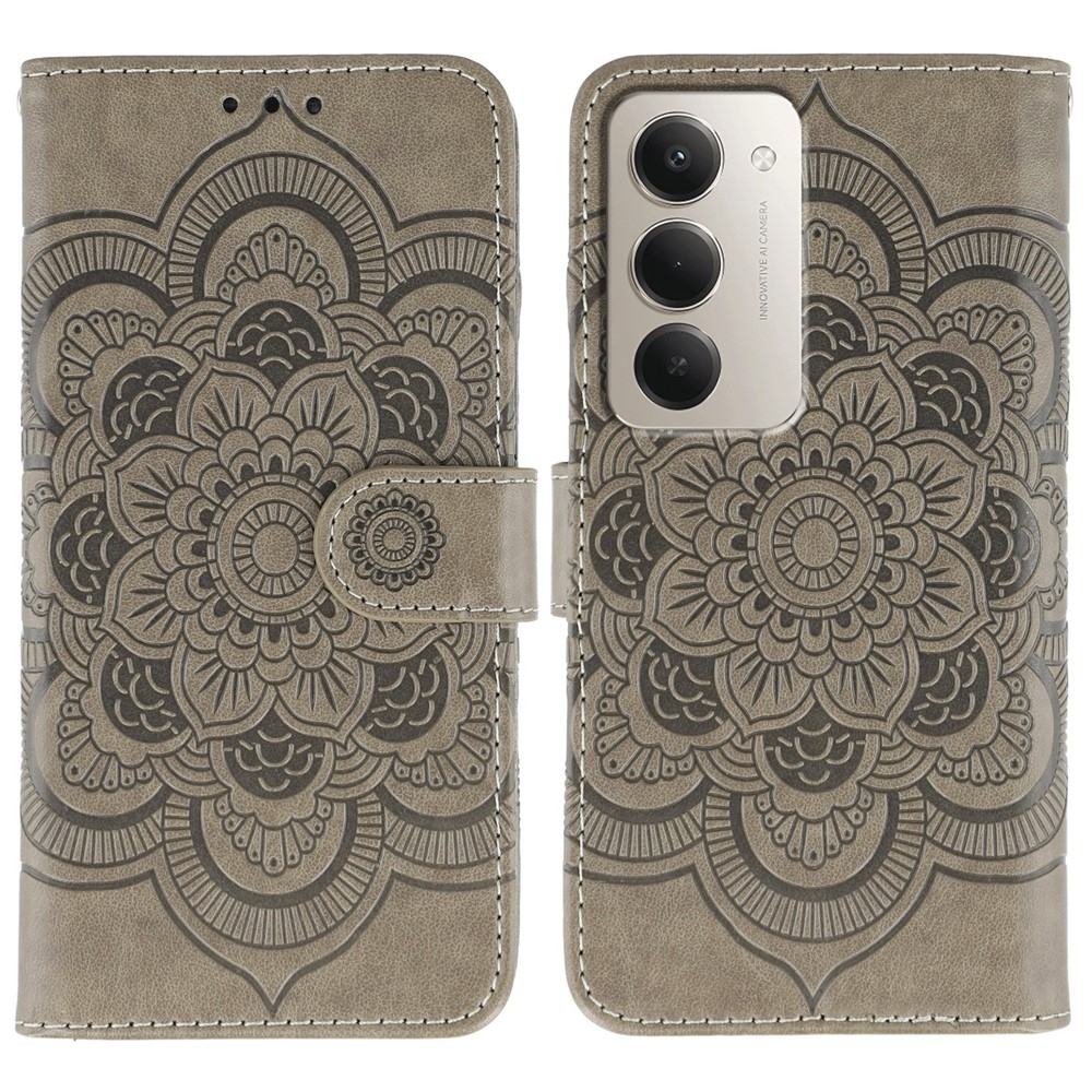 Mandala knížkové pouzdro na Xiaomi Redmi 15 5G - šedé