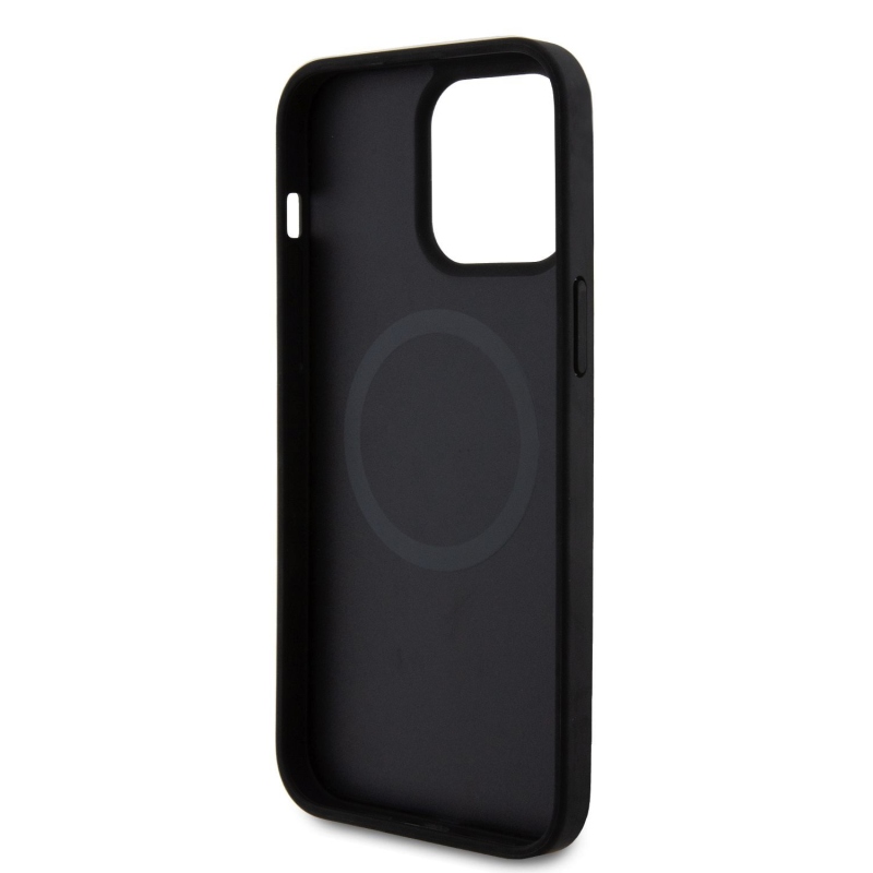 Ferrari PU Leather Bottom Carbon MagSafe Zadní Kryt pro iPhone 15 Pro Max Black