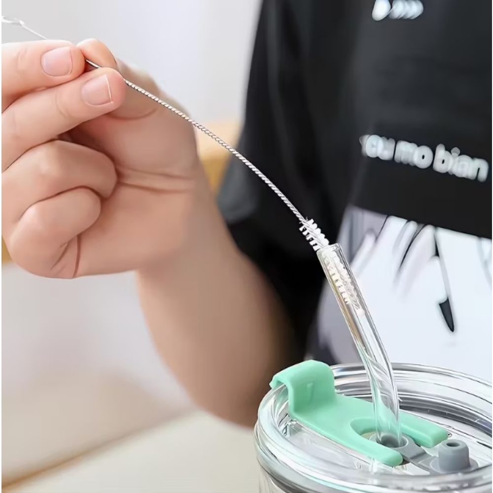 Sada 5 ks čisticích kartáčků na brčka s nerezovou rukojetí