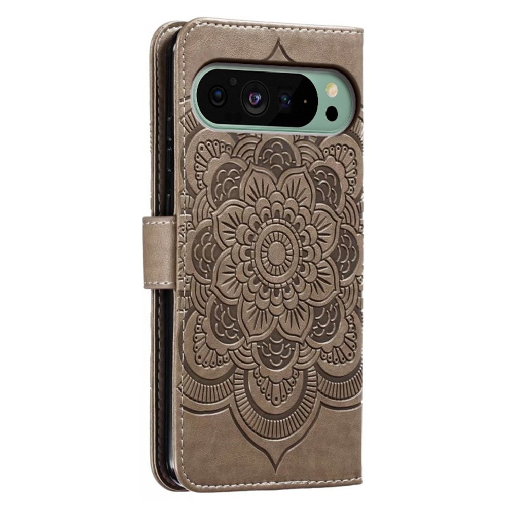 Mandala knížkové pouzdro na Google Pixel 10 Pro/Pixel 10/9 Pro/9 - šedé