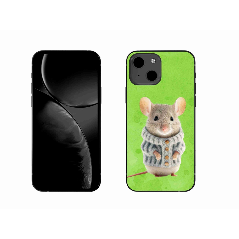 Gelový kryt mmCase na iPhone 13 - myška ve svetru