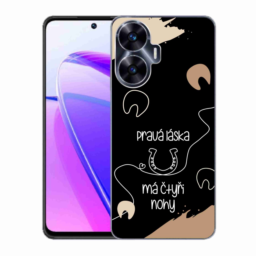 Gelový kryt mmCase na Realme C55 - koňský motiv černé pozadí