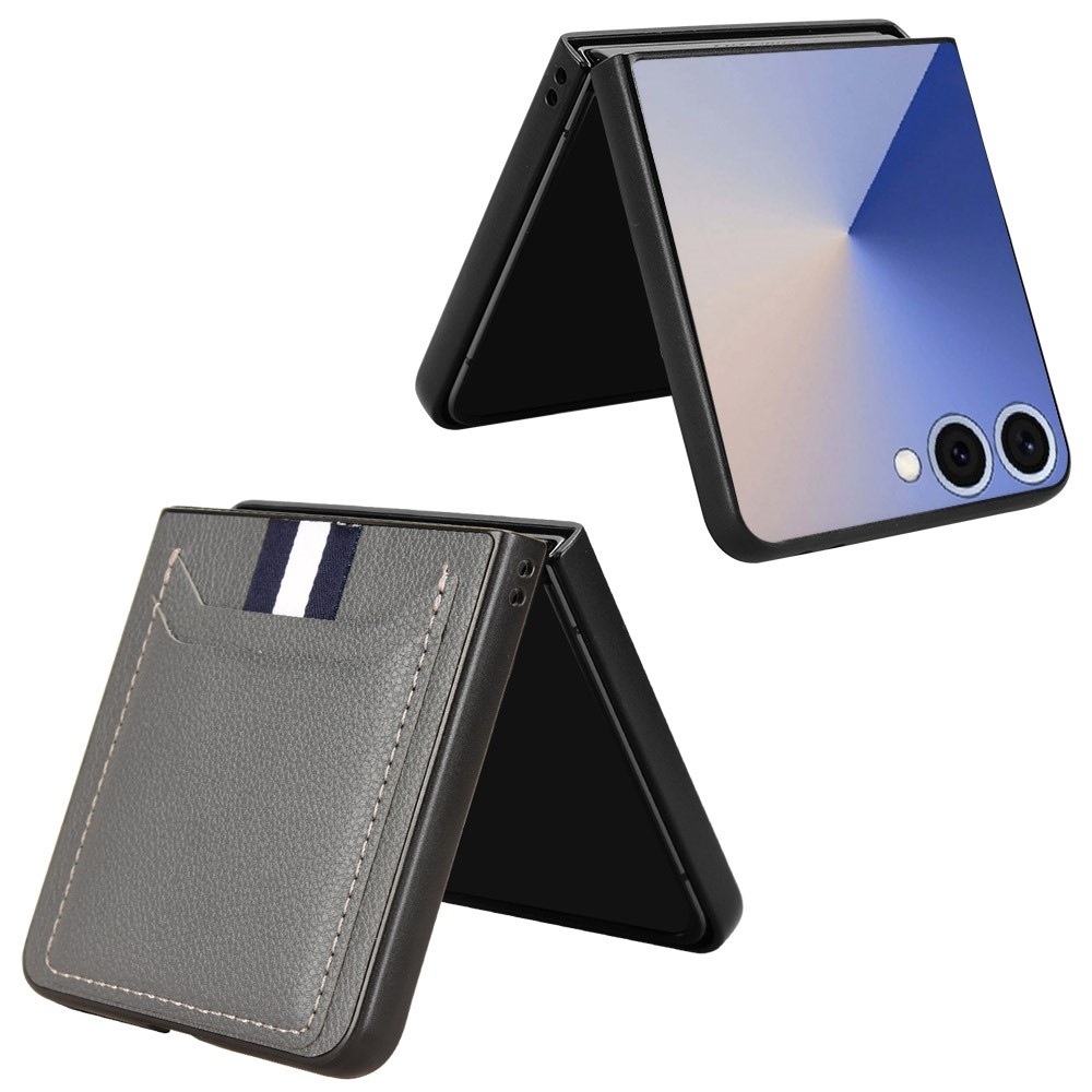 Combi plastový kryt s umělou kůží na Samsung Galaxy Z Flip7 5G - šedý