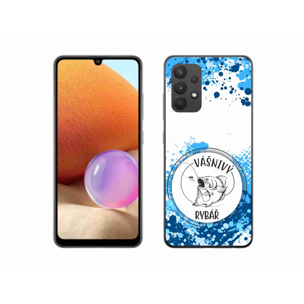 Gelový kryt mmCase na Samsung Galaxy A32 4G - vášnivý rybář bílé pozadí
