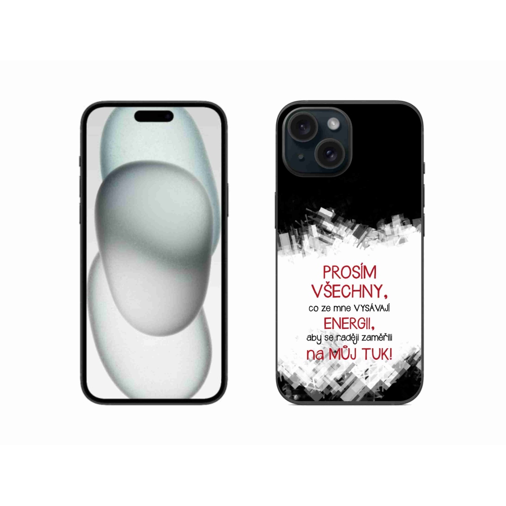 Gelový kryt mmCase na iPhone 15 - vtipný text 1 červený