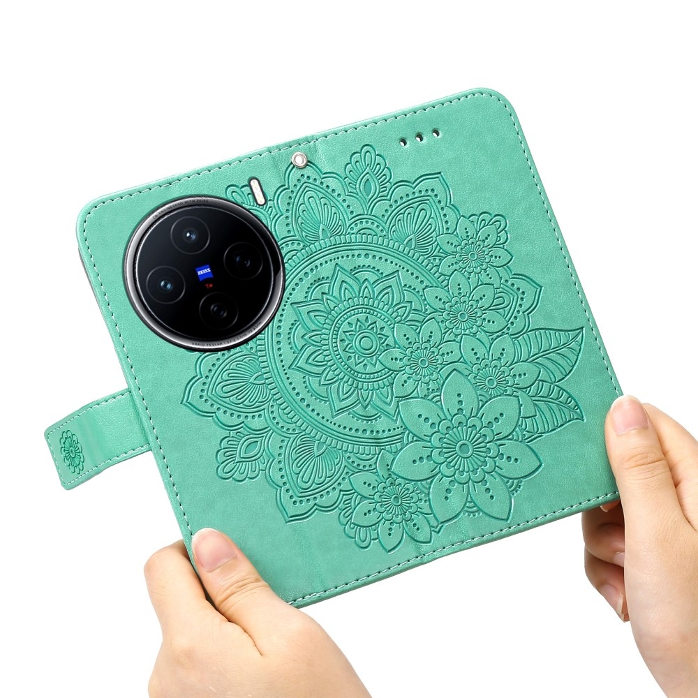 Mandala knížkové pouzdro na Vivo X200 5G - modrozelené