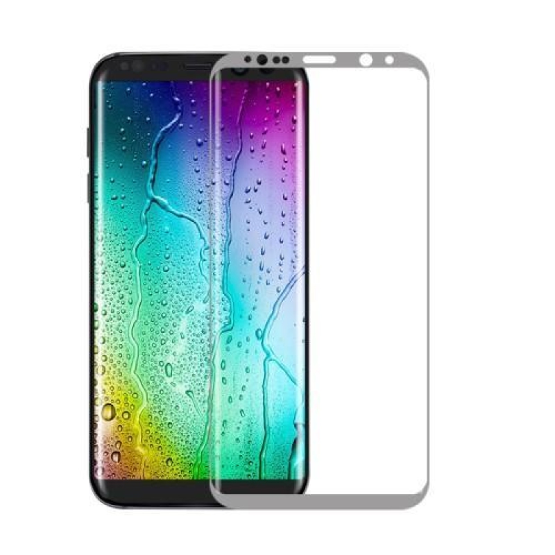 FFScreen celoplošné fixační tvrzené sklo na displej telefonu Samsung Galaxy S8 - stříbrný lem