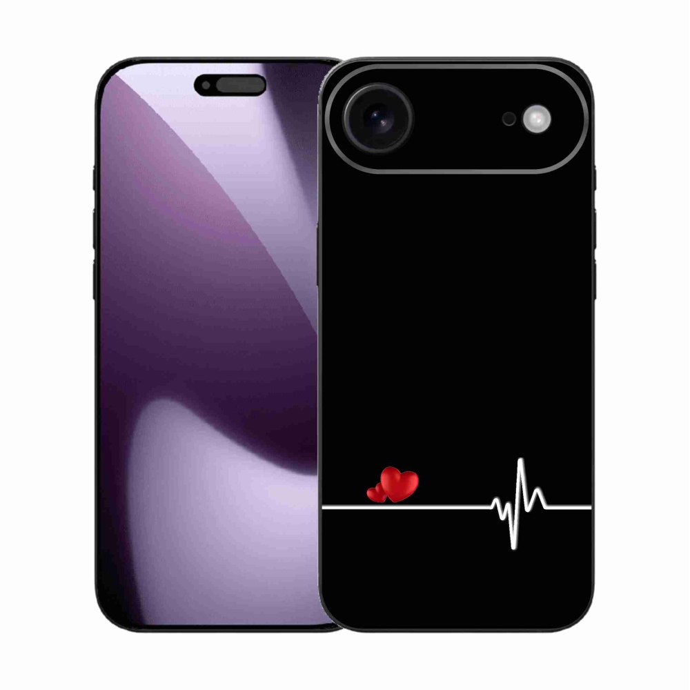 Gelový kryt mmCase na iPhone 17 Air - srdce a tep černé pozadí