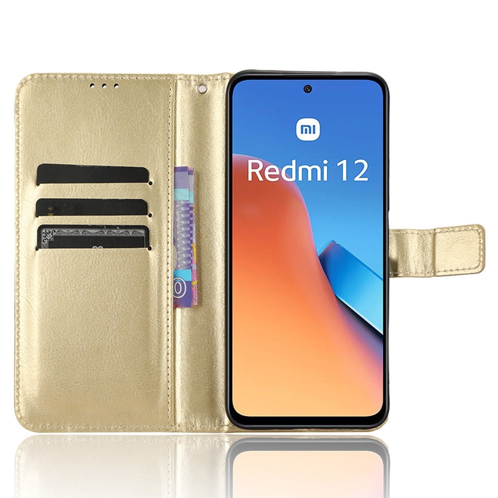 Horse knížkové pouzdro na Xiaomi Redmi 12 4G/5G - zlaté