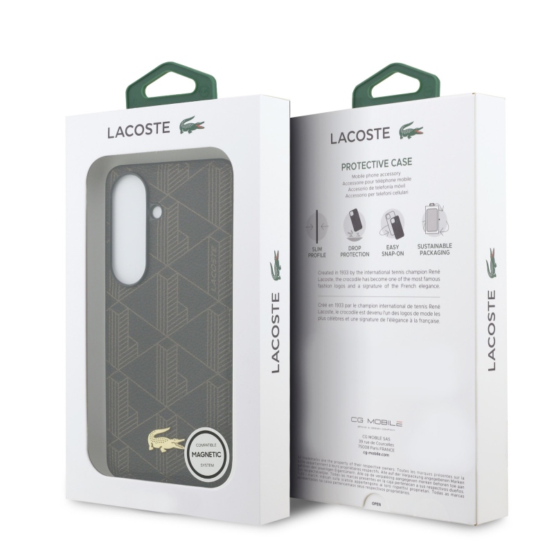 Lacoste PVC Blend Monogram Gold Logo Magnetic Zadní Kryt pro Samsung Galaxy S26+ Brown