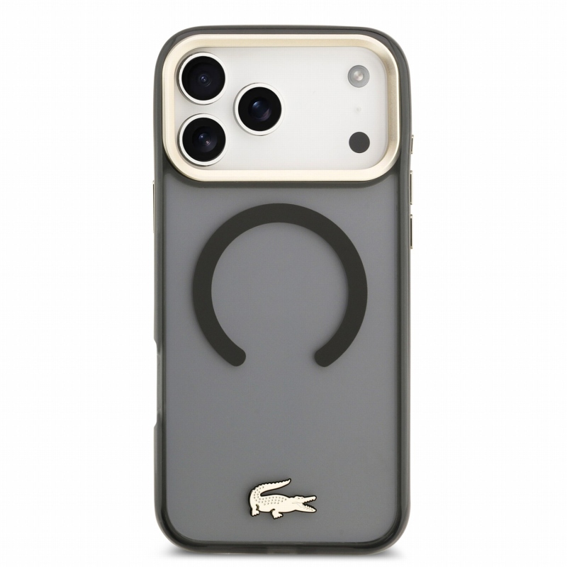 Lacoste IML Shockproof Petit Pique Gold Logo MagSafe Zadní Kryt pro iPhone 18 Pro Max Black