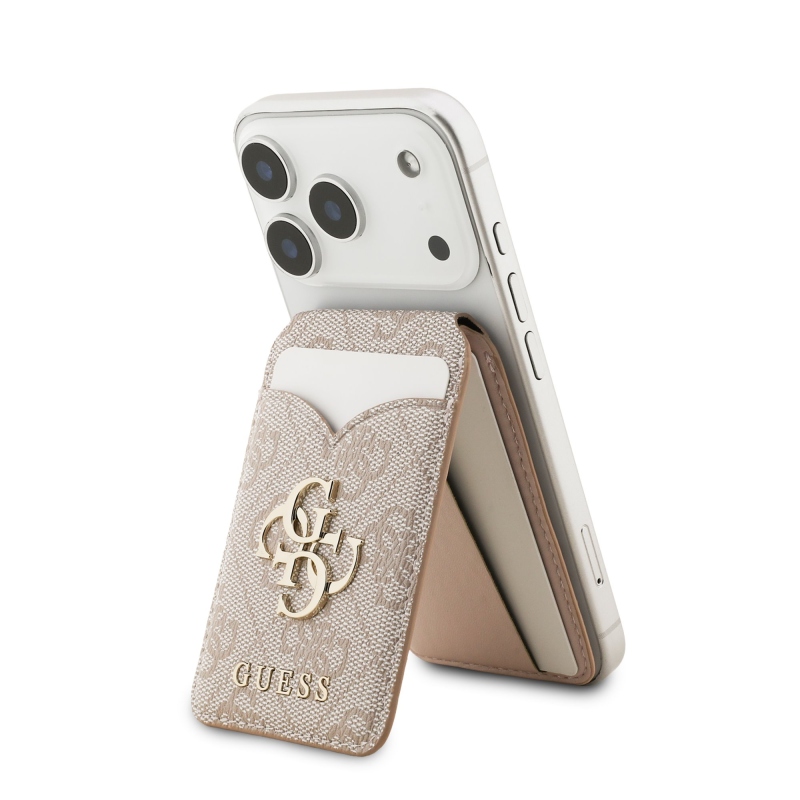 Guess PU 4G Mirror MagSafe Cardslot Peněženka se Stojanem Pink