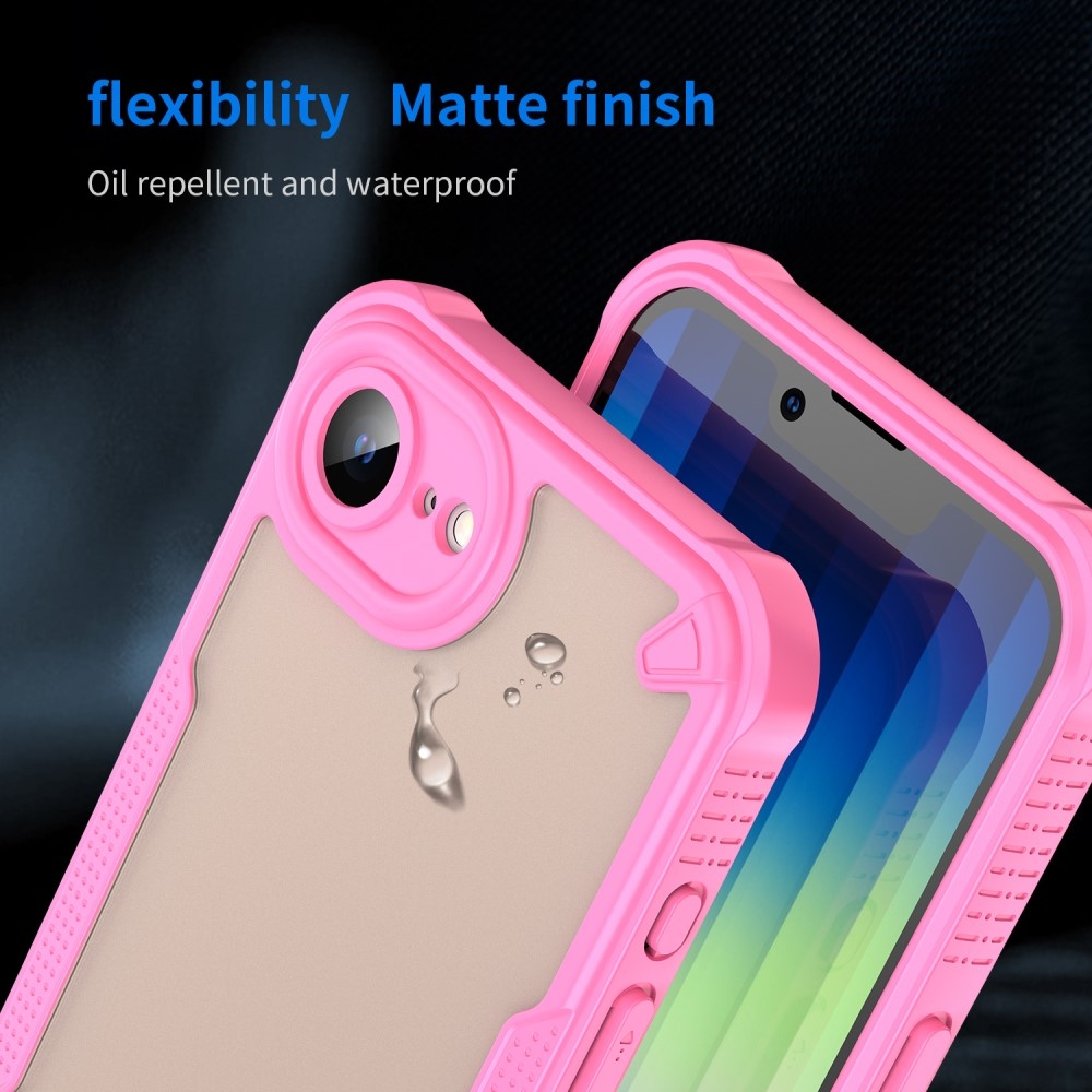 Frosted odolný kryt na iPhone 16e - růžový