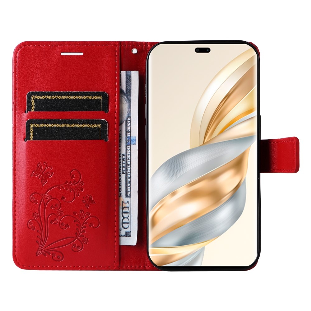 Big Butterfly knížkové pouzdro na Honor Magic 7 Lite 5G - červené