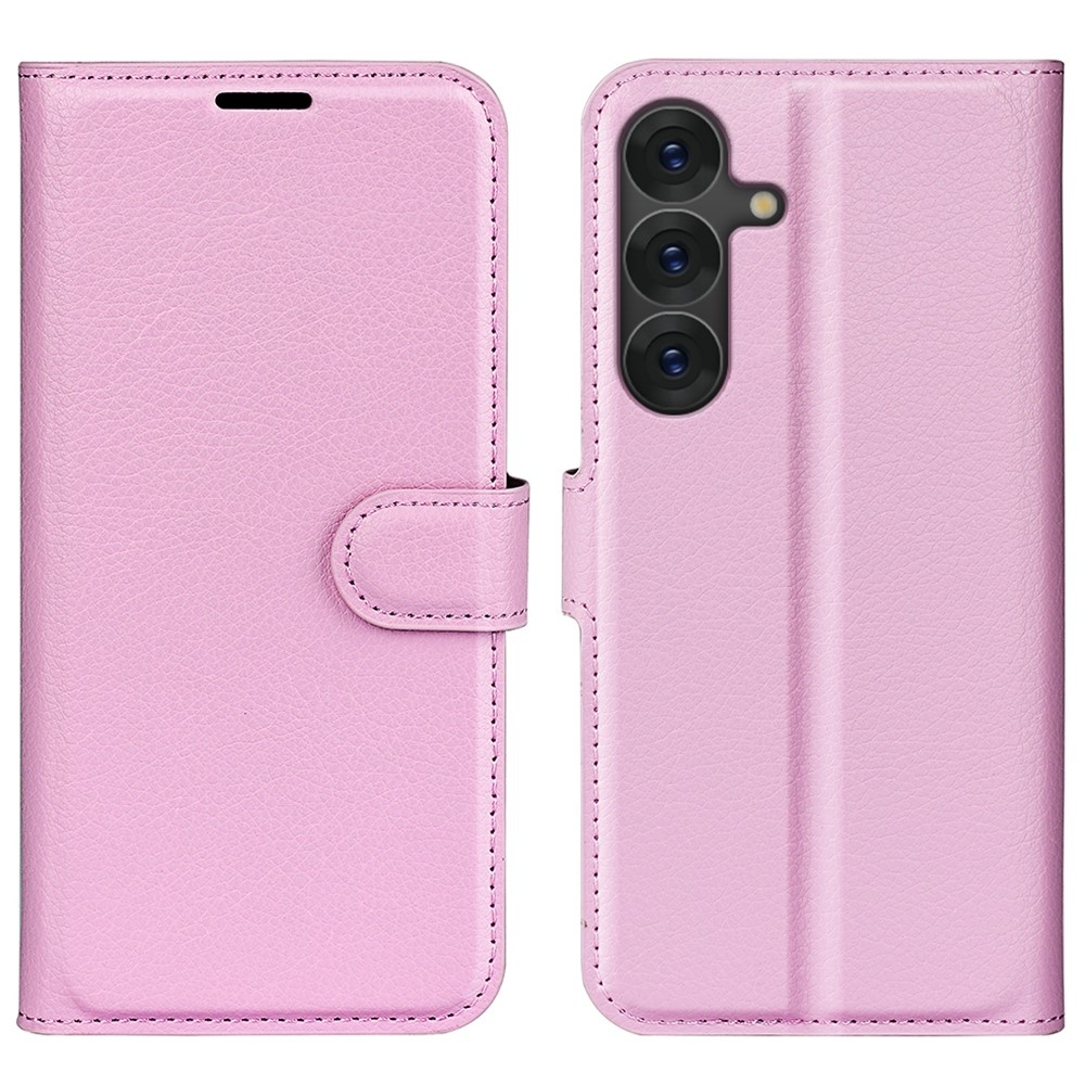 Litchi knížkové pouzdro na Samsung Galaxy S25+ - růžové