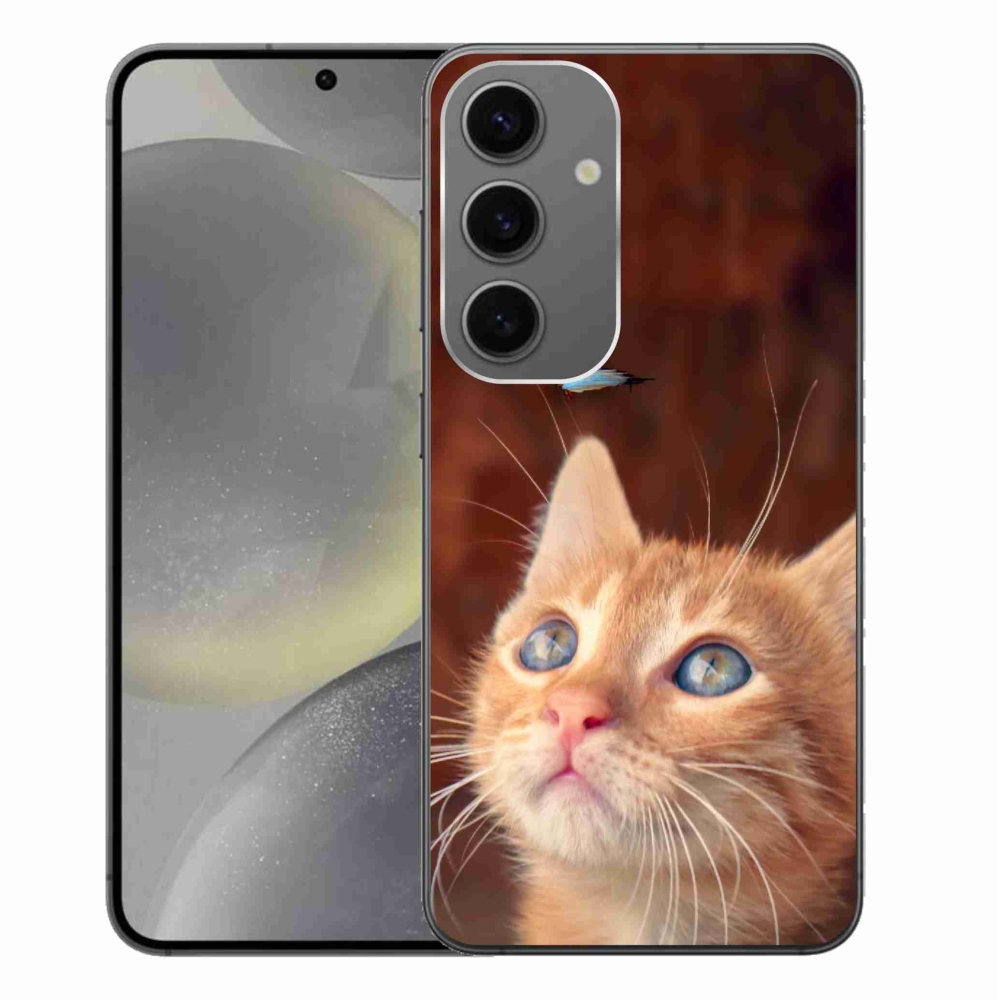 Gelový kryt mmCase na Samsung Galaxy S24+ - motýl a kotě