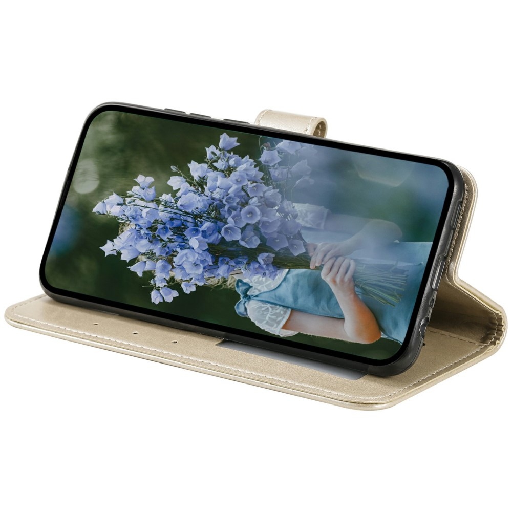 Mandala knížkové pouzdro na Xiaomi Redmi Note 14 5G - zlaté