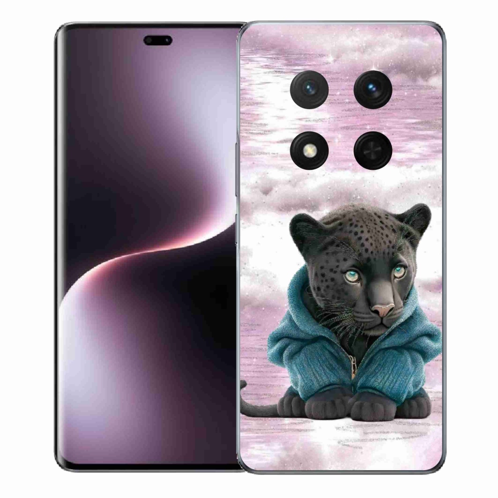Gelový kryt mmCase na Honor Magic 7 Lite 5G - černý panter ve svetru