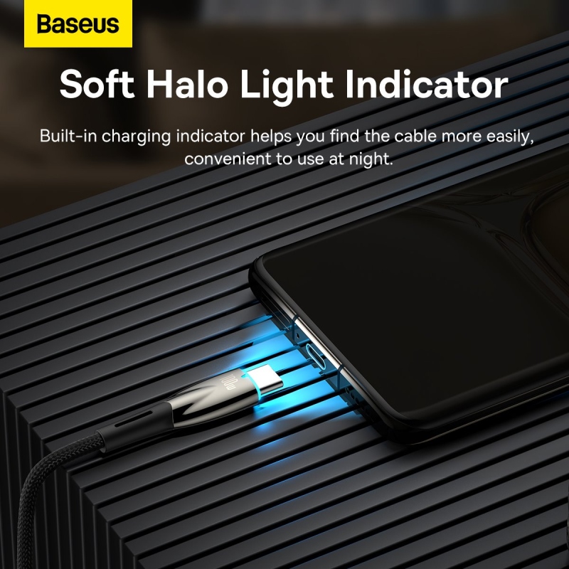 Baseus Glimmer Series Fast Charging Datový Kabel USB-A - USB-C 100W 1m Black