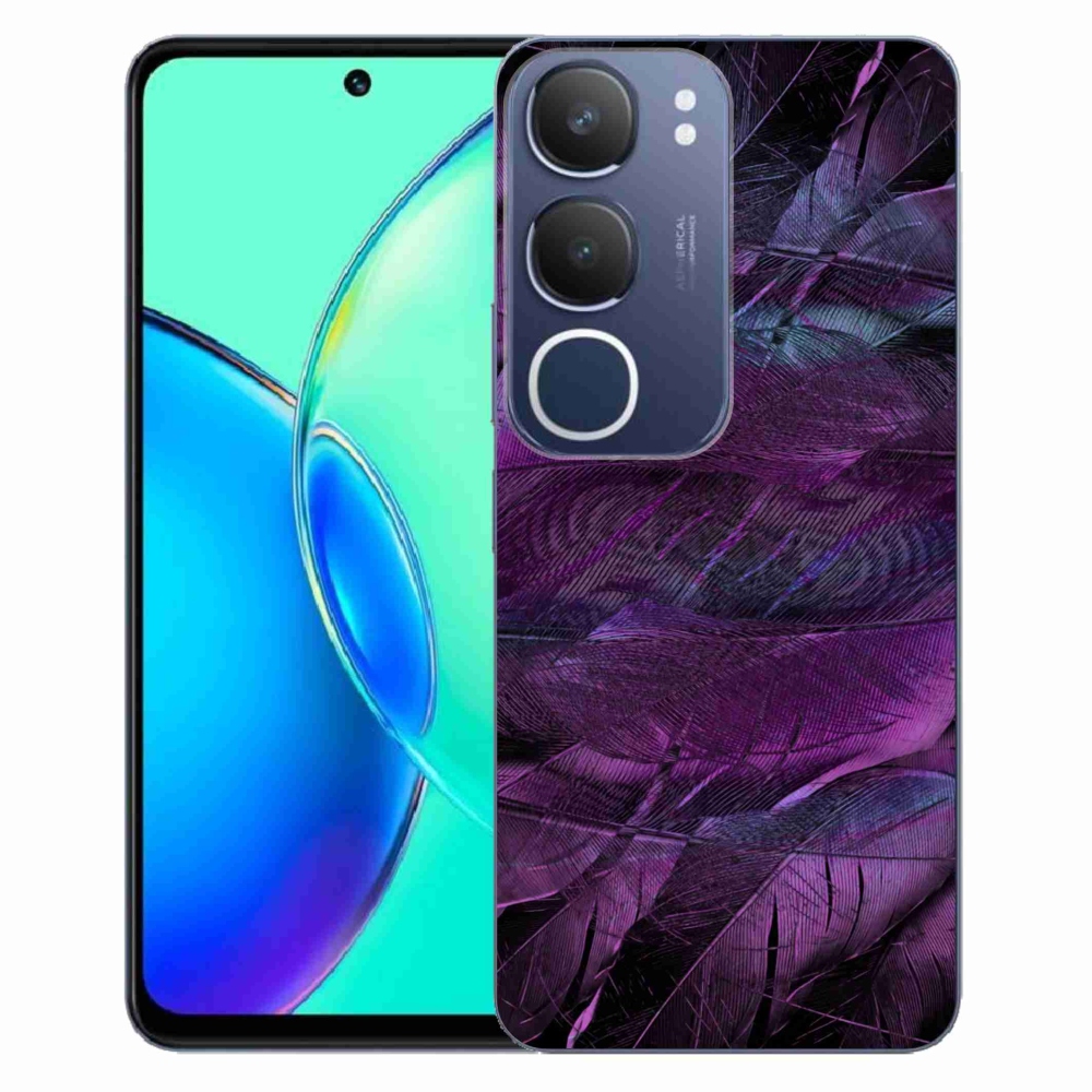 Gelový kryt mmCase na Vivo Y19s - fialová pírka