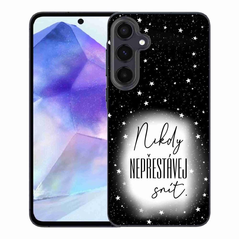 Gelový kryt mmCase na Samsung Galaxy A55 5G - citát 1 bíločerné pozadí