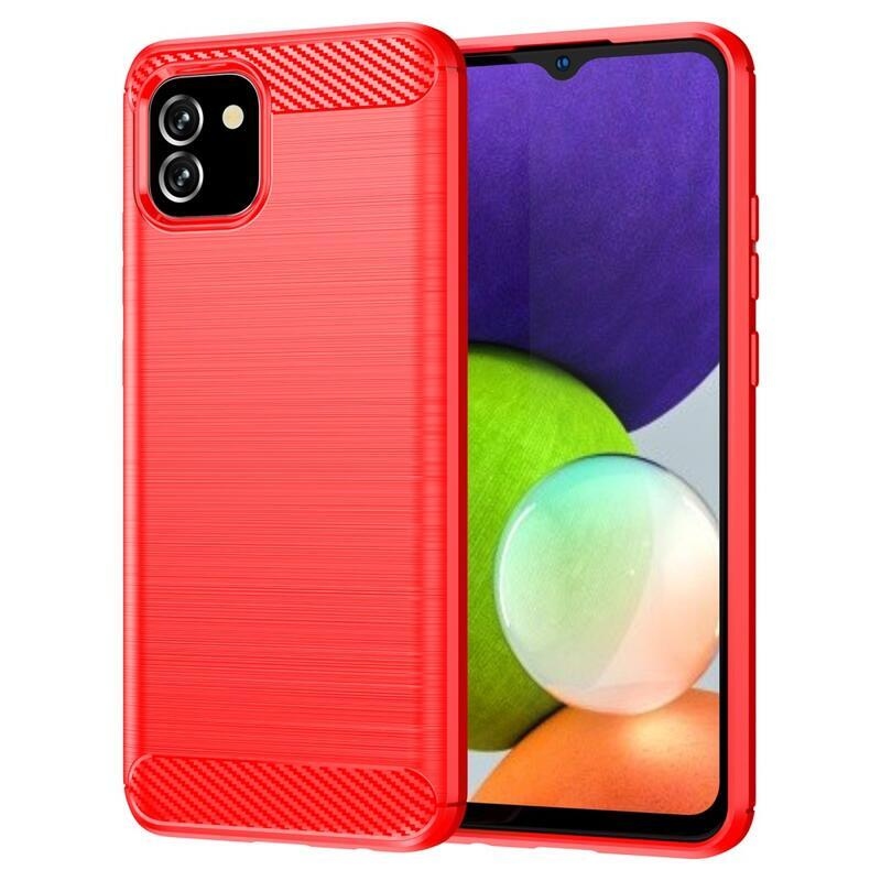 Carbon odolný gelový obal na mobil Samsung Galaxy A03 - červený
