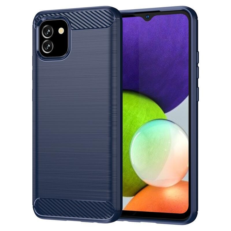 Carbon odolný gelový obal na mobil Samsung Galaxy A03 - modrý