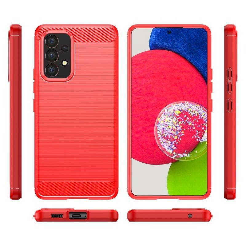 Carbon odolný gelový obal na mobil Samsung Galaxy A53 5G - červený