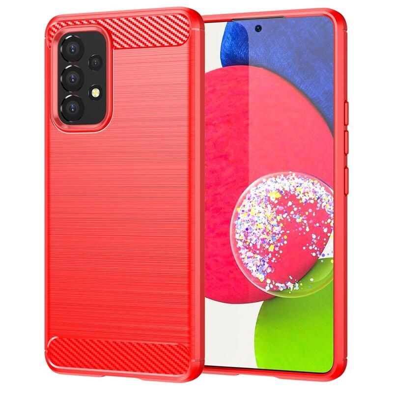 Carbon odolný gelový obal na mobil Samsung Galaxy A53 5G - červený