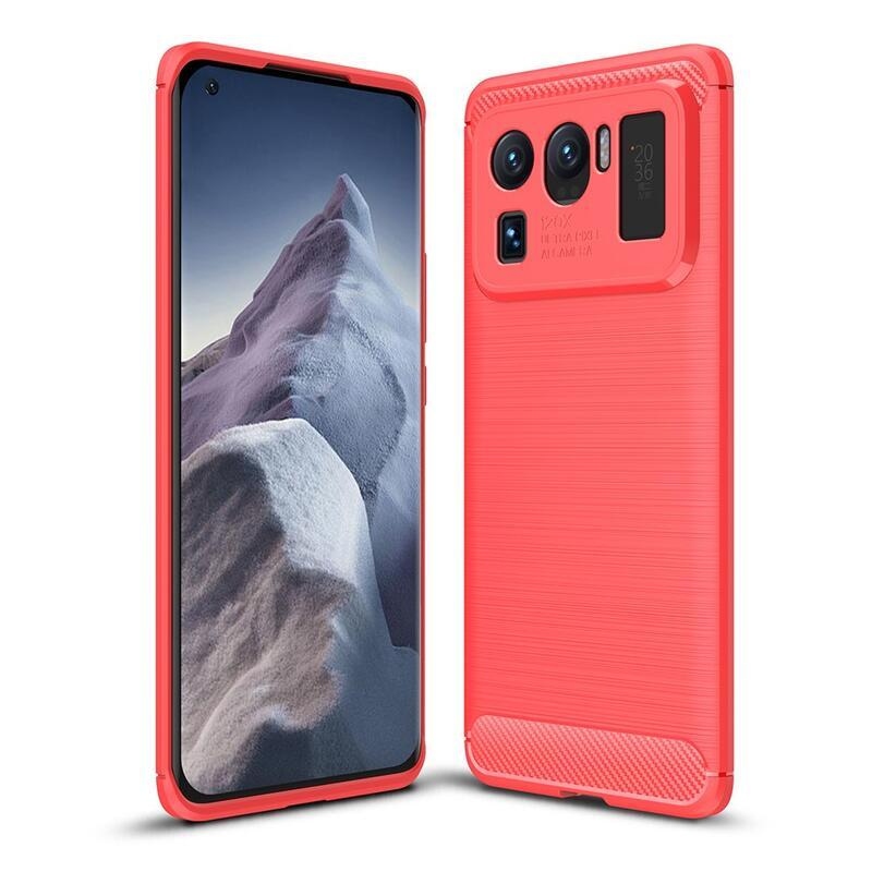 Carbon odolný gelový obal na mobil Xiaomi Mi 11 Ultra - červený