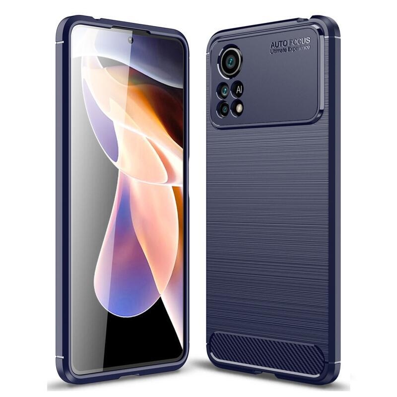 Carbon odolný gelový obal na mobil Xiaomi Poco X4 Pro 5G - modrý