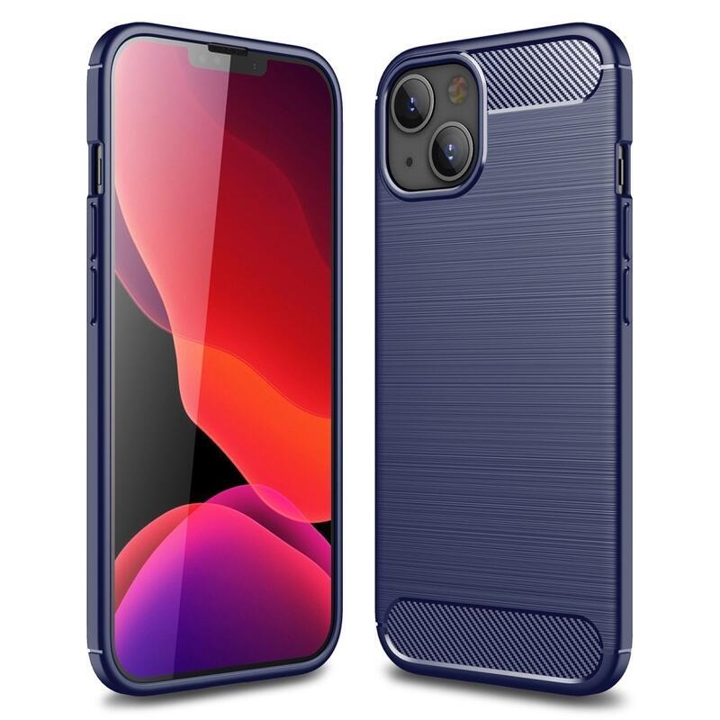 Fiber odolný gelový texturovaný obal na mobil iPhone 13 mini 5.4 - modrý