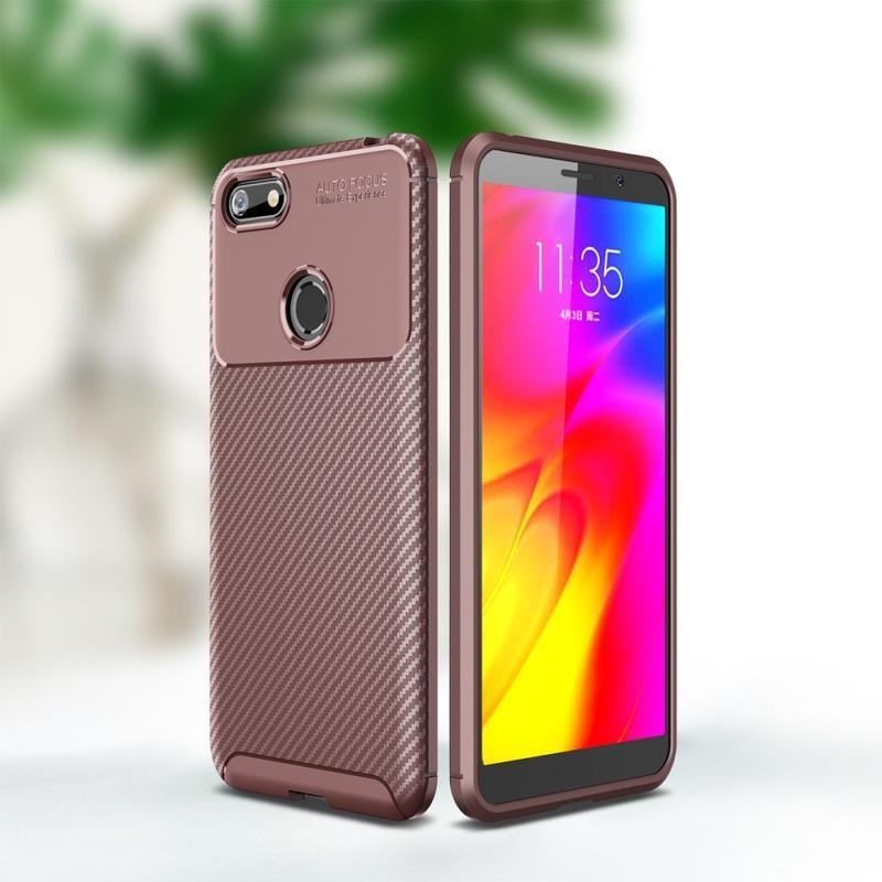 Fiber odolný texturovaný gelový obal na mobil Motorola Moto E6 Play - hnědý