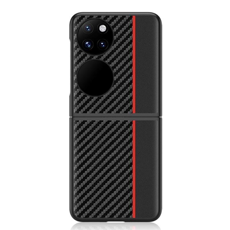 Fiber plastový kryt na mobil Huawei P50 Pocket - černý/červený